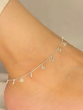 Heart Drop 925 Sterling Silver Anklet for Women | Dainty Heart Charm Adjustable Silver Payal