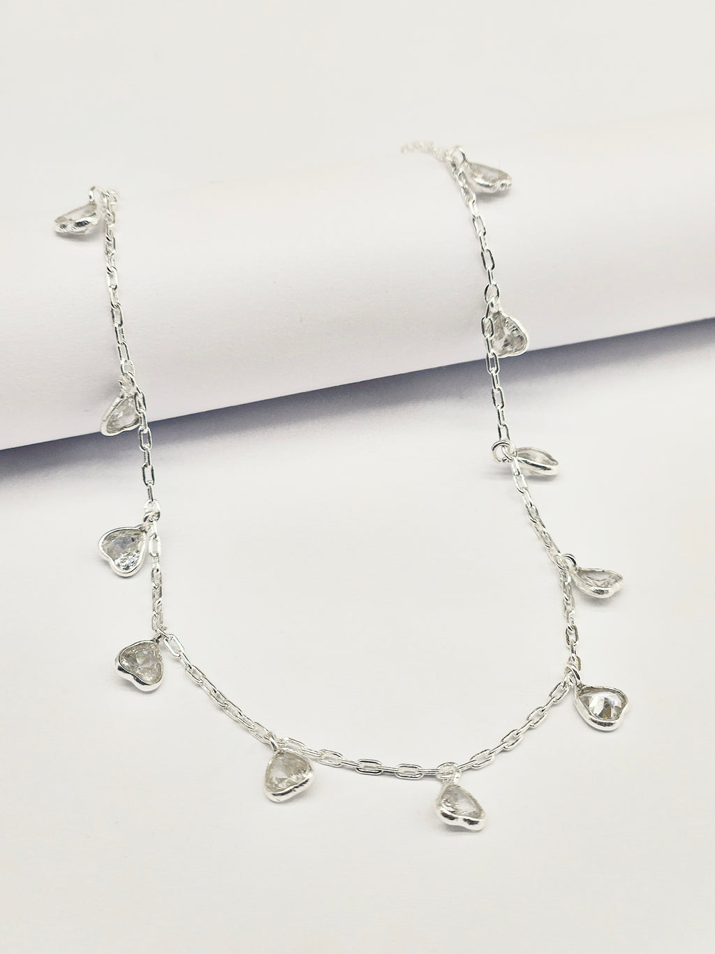 Heart Drop 925 Sterling Silver Anklet for Women | Dainty Heart Charm Adjustable Silver Payal
