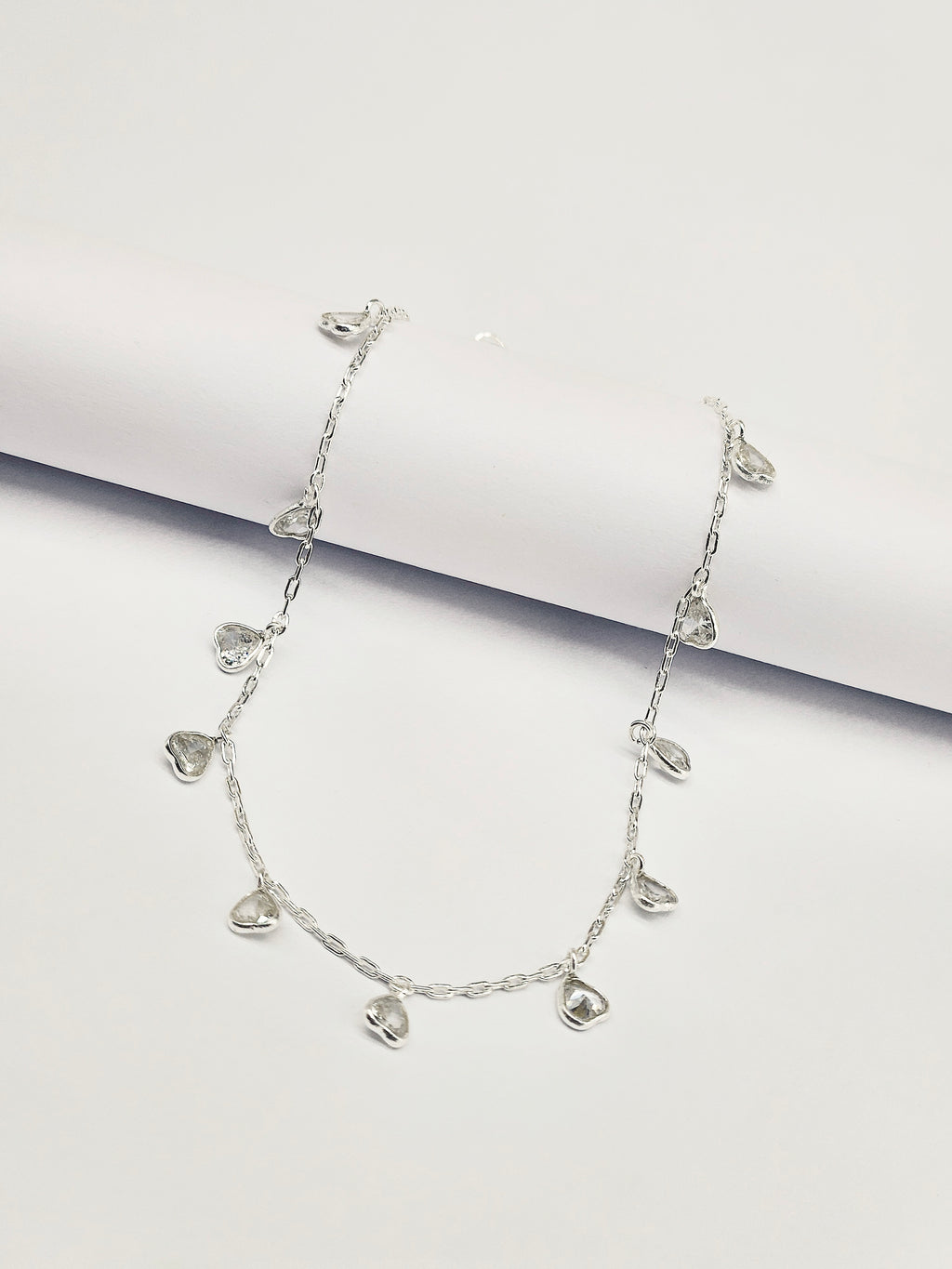 Heart Drop 925 Sterling Silver Anklet for Women | Dainty Heart Charm Adjustable Silver Payal