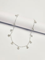 Heart Drop 925 Sterling Silver Anklet for Women | Dainty Heart Charm Adjustable Silver Payal