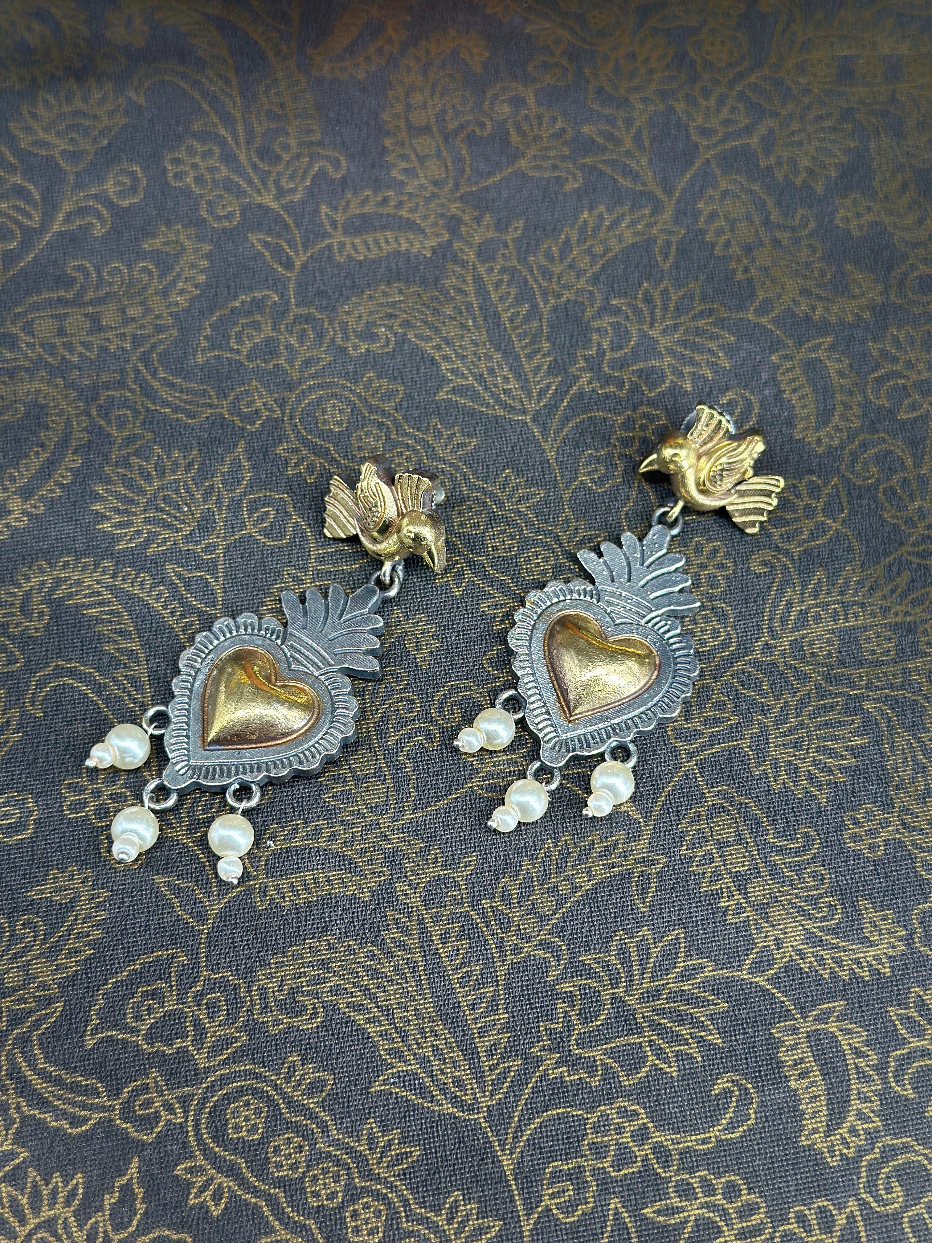 Hridaya German Silver Oxidised Earring