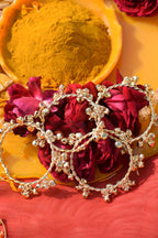 Haldi Bridal Jewellery Combo Set – Bride Earrings, Heart Kaleere, Ghunghroo Bangles, Kanchain & Facelet