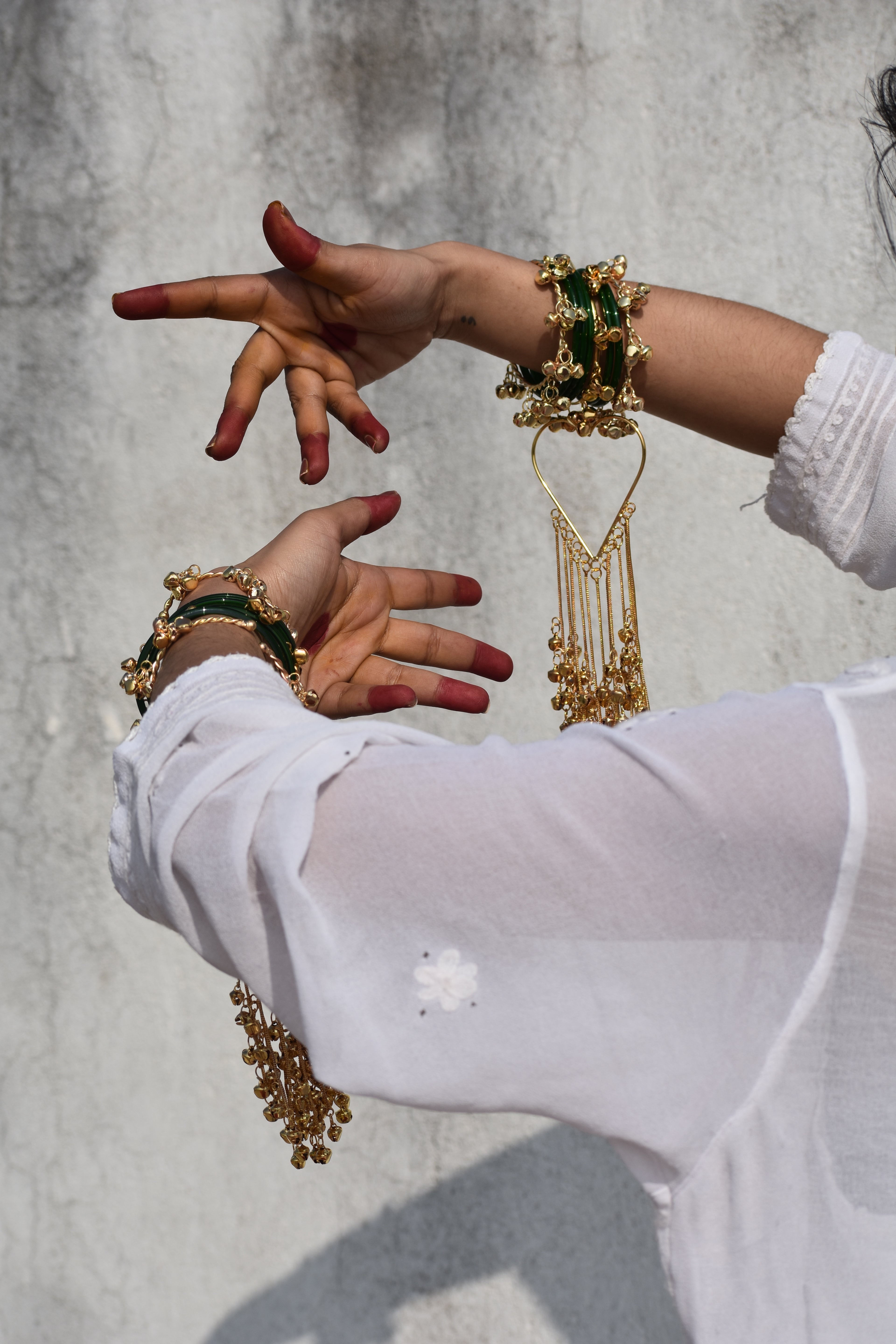 Haldi Bridal Jewellery Combo Set – Bride Earrings, Heart Kaleere, Ghunghroo Bangles, Kanchain & Facelet