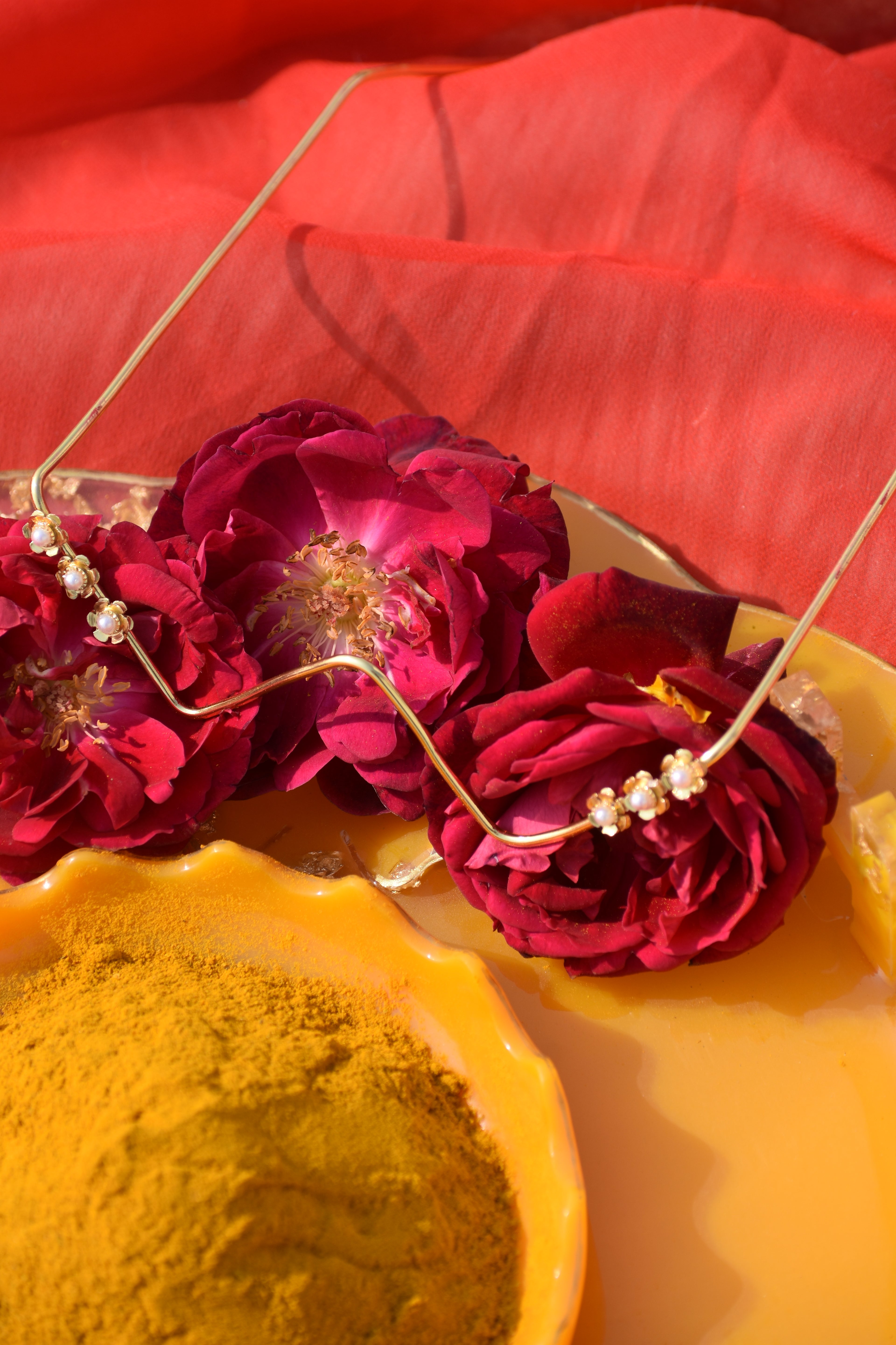 Haldi Bridal Jewellery Combo Set – Bride Earrings, Heart Kaleere, Ghunghroo Bangles, Kanchain & Facelet