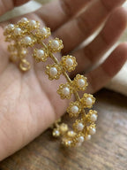Handcrafted Gold Pearl Floral Bracelet | Delicate Pearl Kada / Bangles for Women & Girls | Festive & Ethnic Jewelry