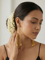Heart-Shaped Long Tassel Gold Earrings for Women | Leaf Dangle Statement Ethnic Earrings