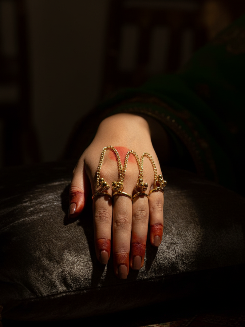 Heritage Kashmiri Hathphool – Gold Toned Hand Chain Jewelry