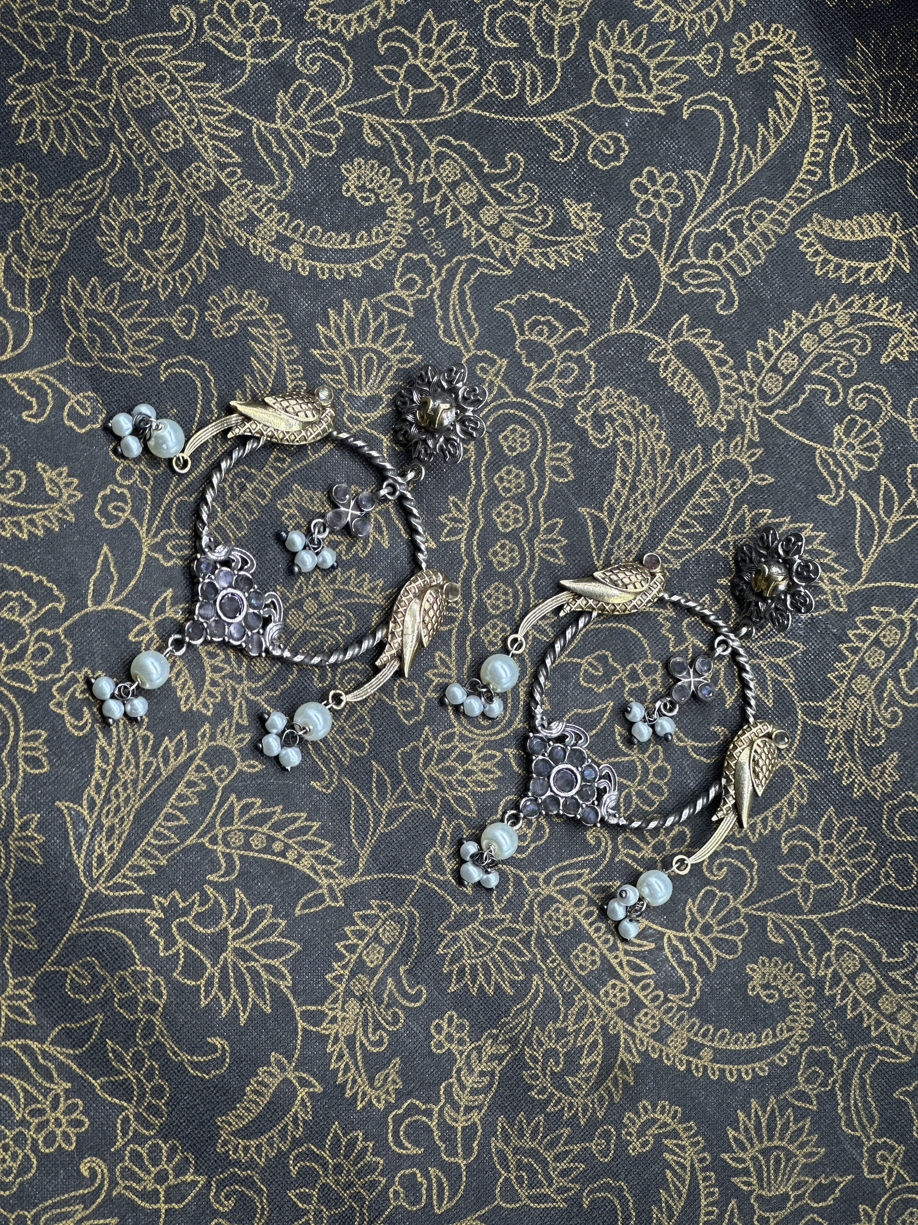 Kaan Phhol German Silver Oxidised Earring