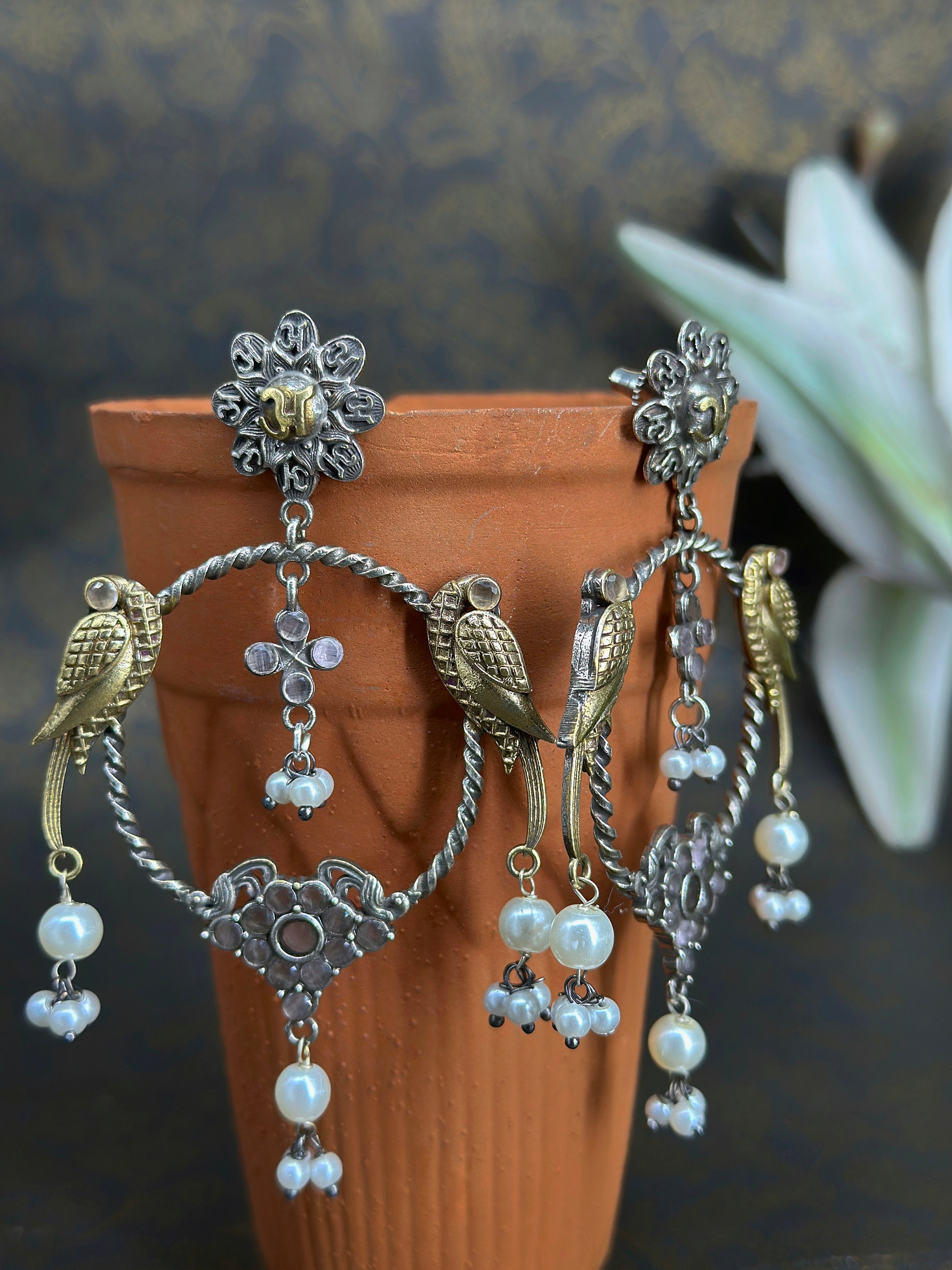 Kaan Phhol German Silver Oxidised Earring