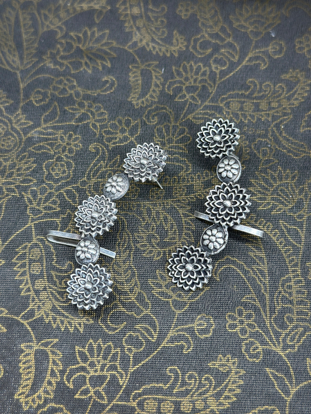 Sukrati German Silver Oxidised Earring