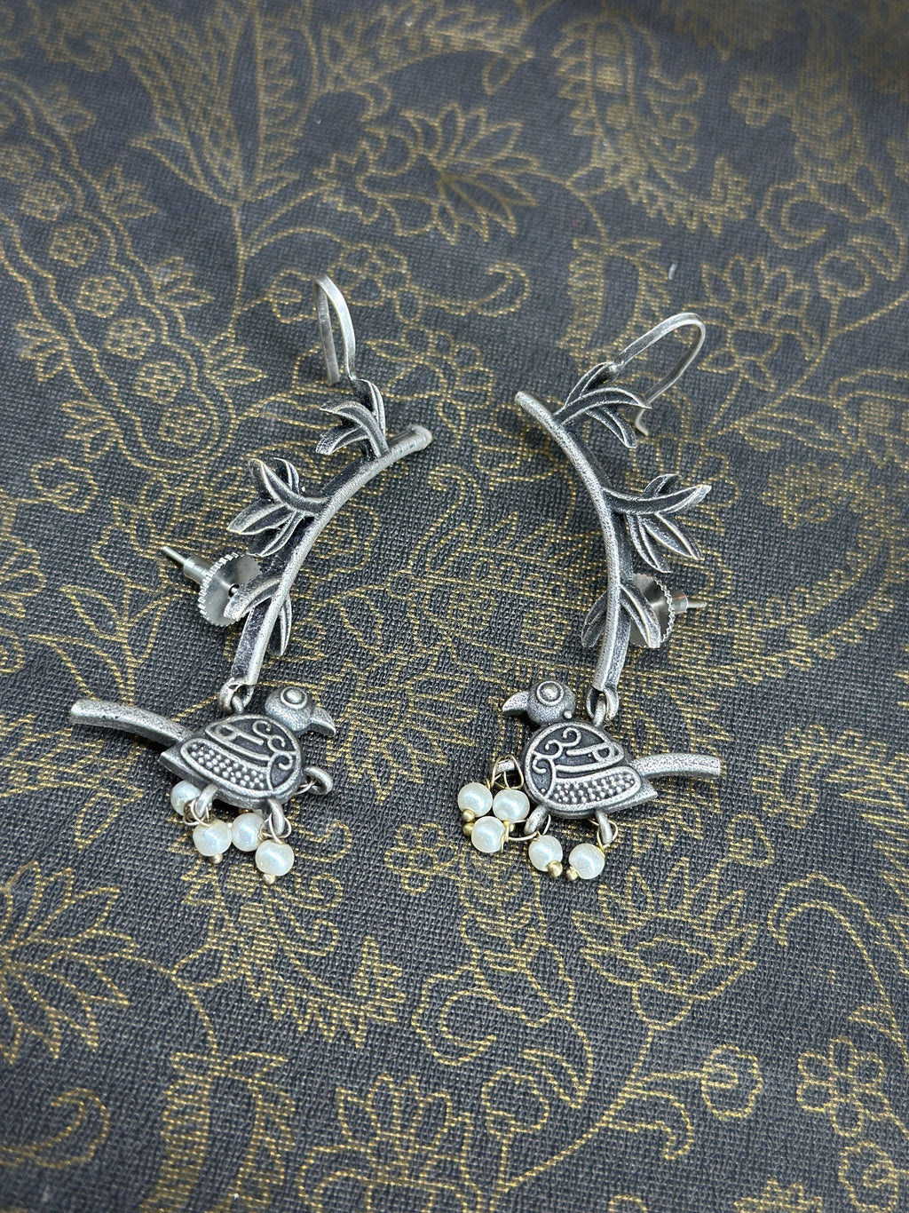 Koyal German Silver Oxidised Earring
