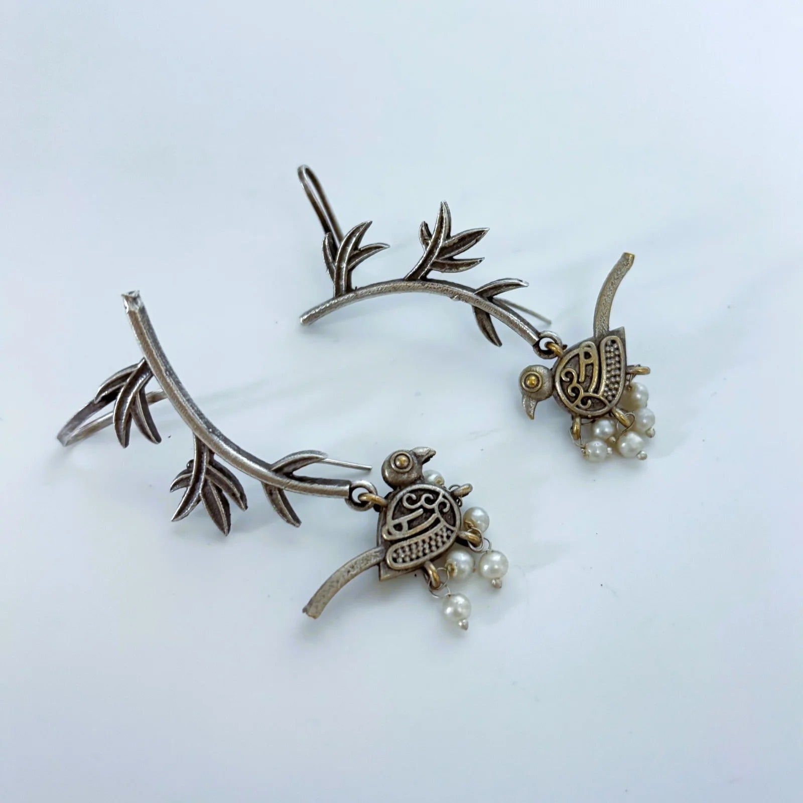 Koyal German Silver Oxidised Earring