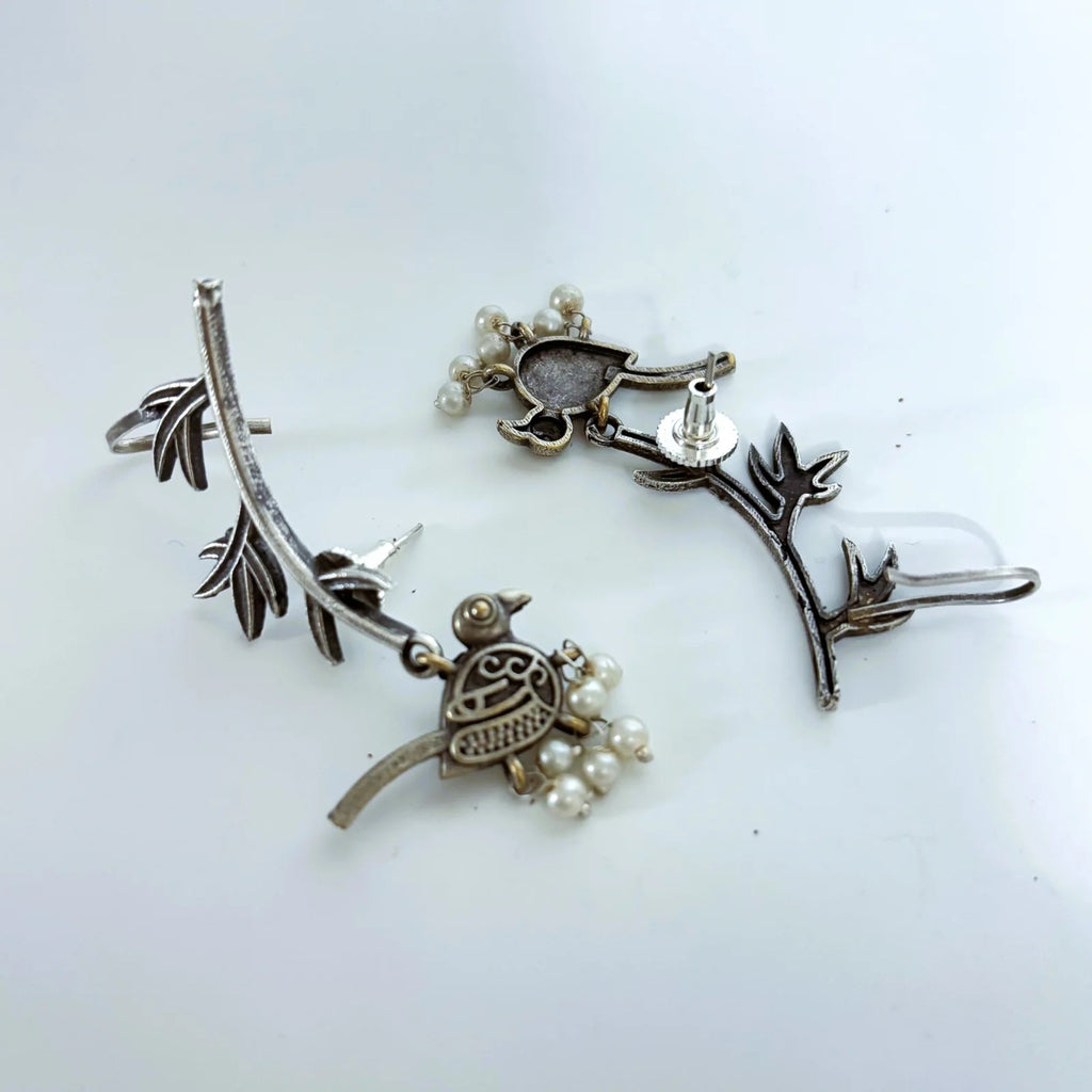Koyal German Silver Oxidised Earring