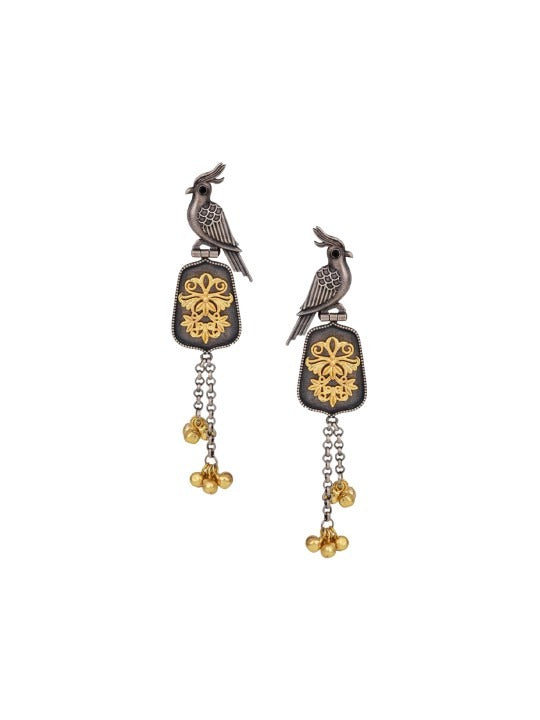 Kuhu German Silver Oxidised Earring