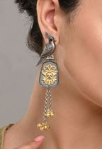 Kuhu German Silver Oxidised Earring