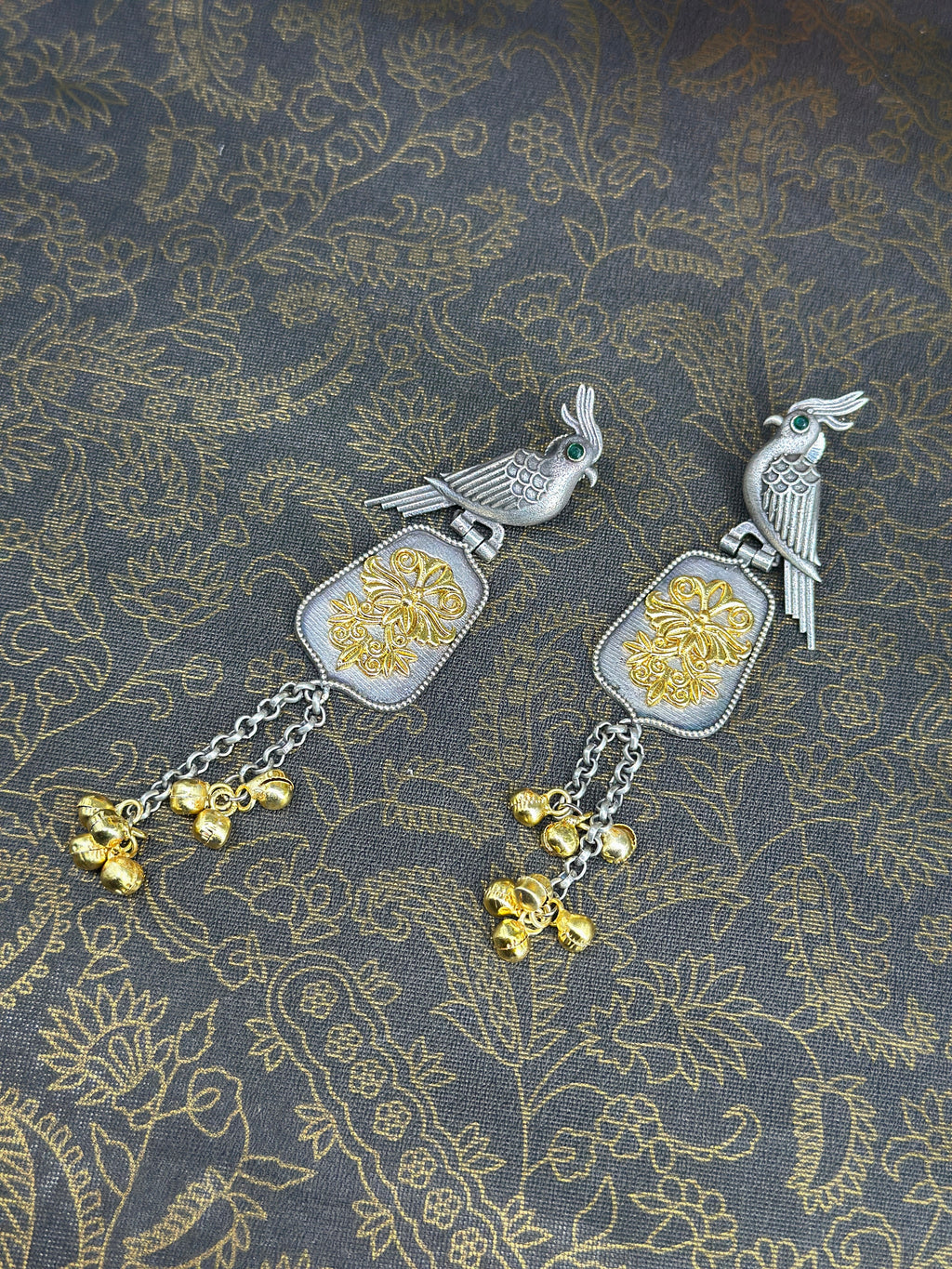 Kuhu German Silver Oxidised Earring