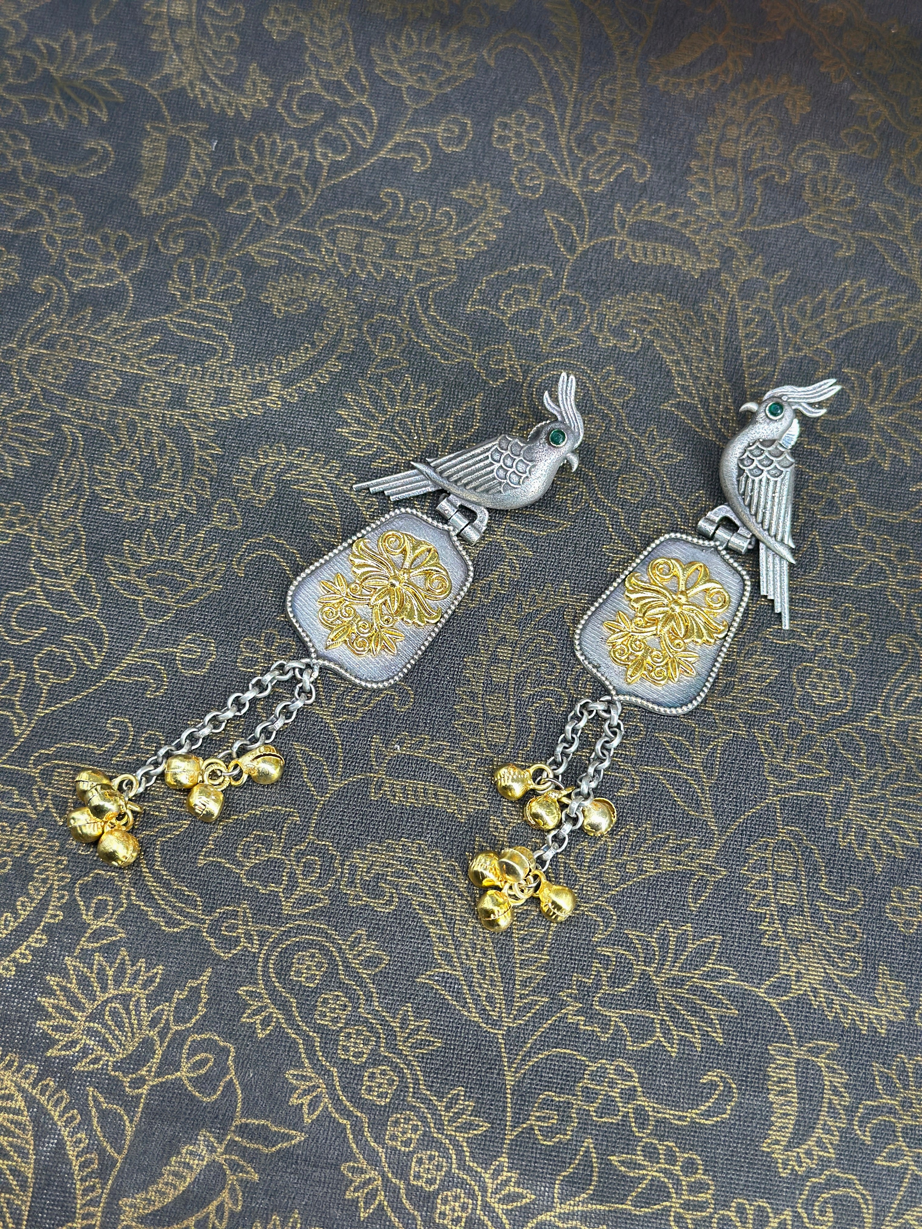 Kuhu German Silver Oxidised Earring