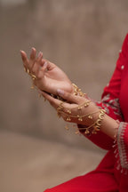 Kashmiri Crescent Hathphool – Multi-Chain Hand Harness With Ghungroo Charms