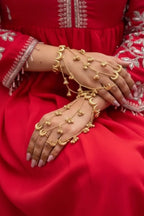 Kashmiri Crescent Hathphool – Multi-Chain Hand Harness With Ghungroo Charms