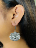 Big Owl Oxidised Earring For Women