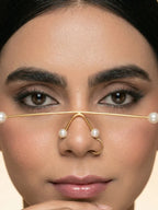Elegant Pearl Floral Facelet | Gold Minimal Face Jewelry | Statement Face Accessory for Women
