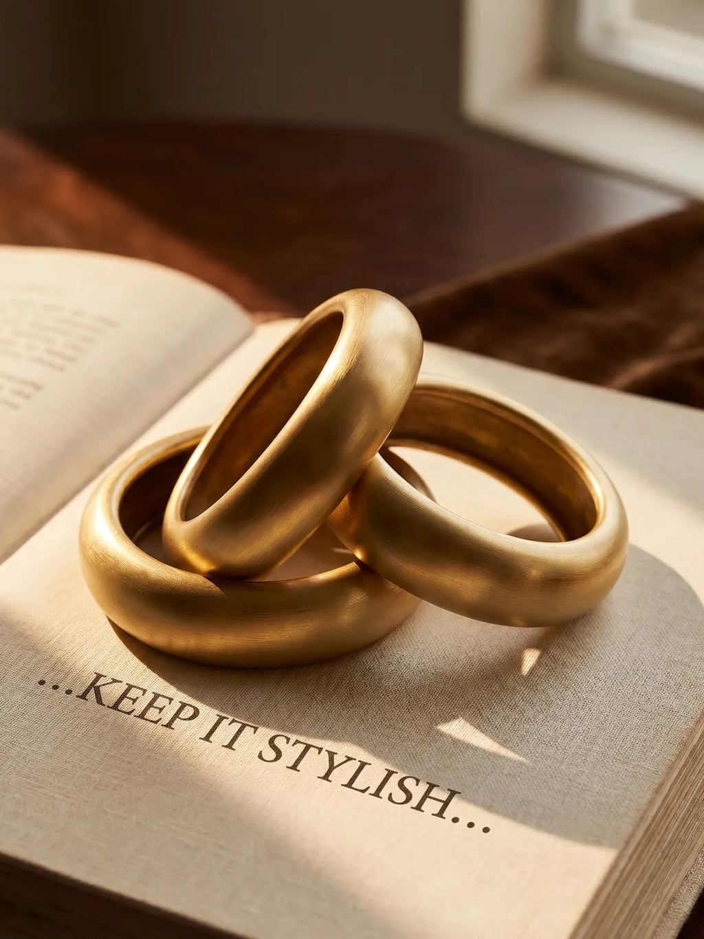 Luxury Gold Finish Resin Bangles Set (Set of 3) – Minimal Statement Stack | Lightweight Elegant Cuffs