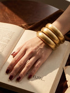 Luxury Gold Finish Resin Bangles Set (Set of 3) – Minimal Statement Stack | Lightweight Elegant Cuffs