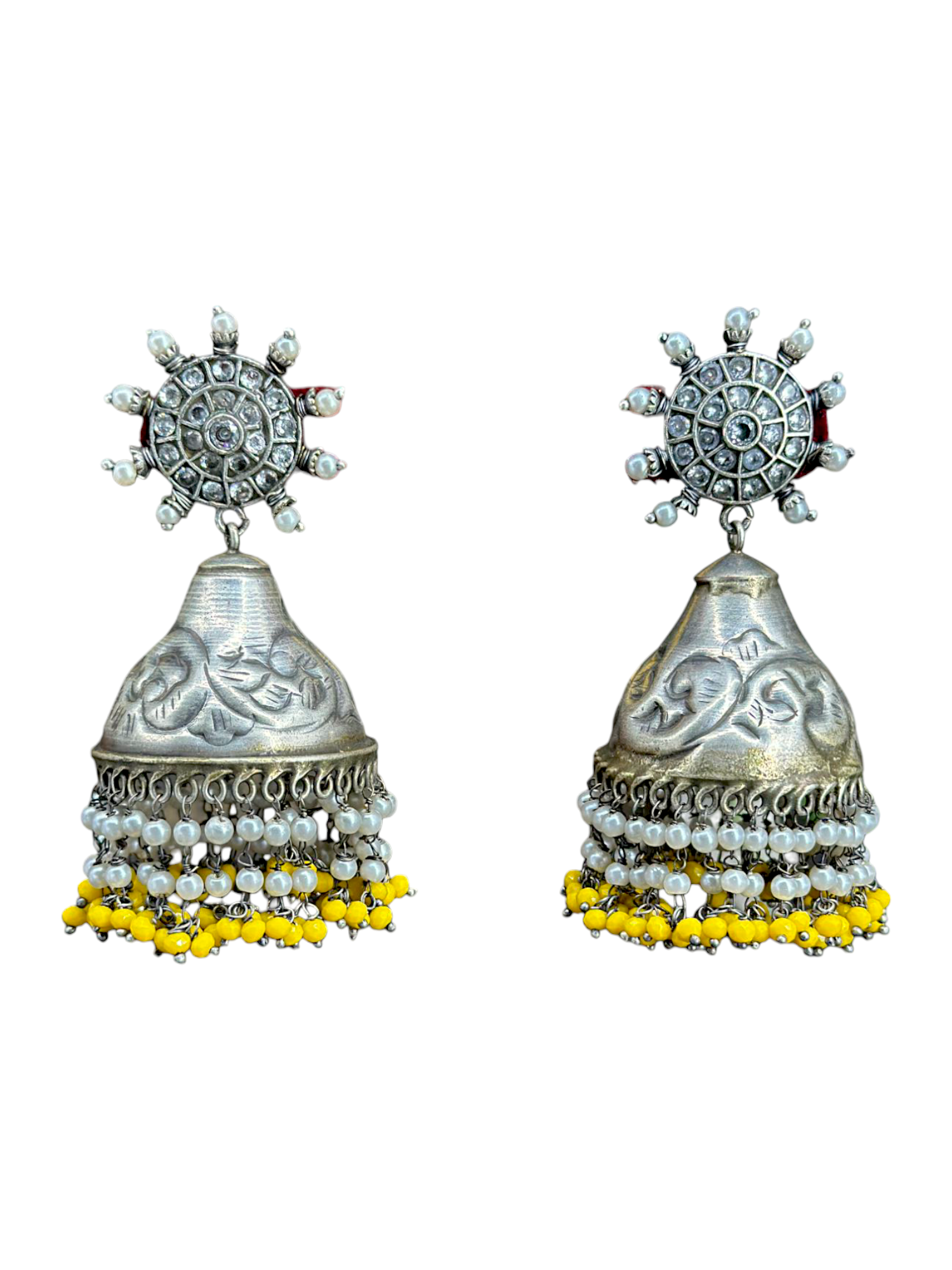 Mohini German Silver Oxidised Earrings