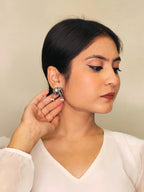 Gaj German Silver Oxidised  Earring