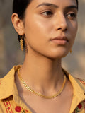 Minimal Gold Leaf Necklace & Earrings Set | Elegant Lightweight Jewelry Set for Women | Everyday & Festive Wear Gold-Tone Set