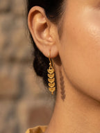 Minimal Gold Leaf Necklace & Earrings Set | Elegant Lightweight Jewelry Set for Women | Everyday & Festive Wear Gold-Tone Set