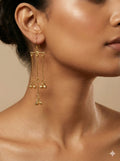 Minimalist Gold-Plated Dangler Earrings for Women | Lightweight Ethnic Ghungroo Drop Earrings