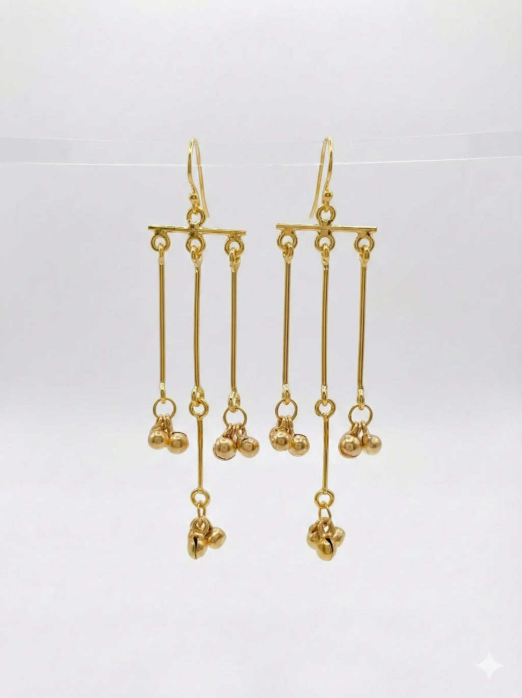 Minimalist Gold-Plated Dangler Earrings for Women | Lightweight Ethnic Ghungroo Drop Earrings