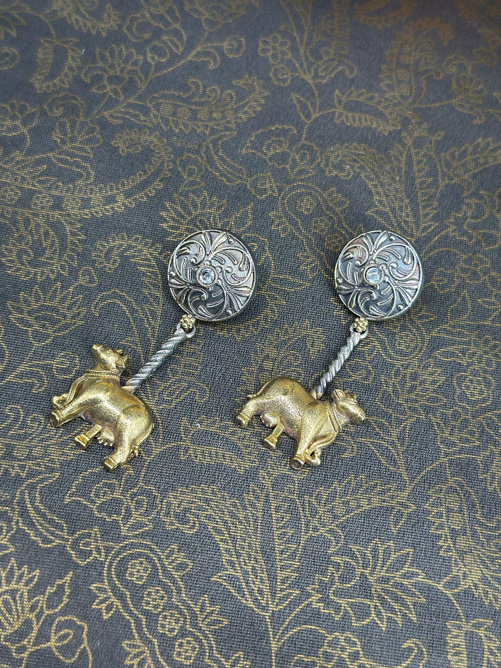 Nandini German Silver Oxidised Earring