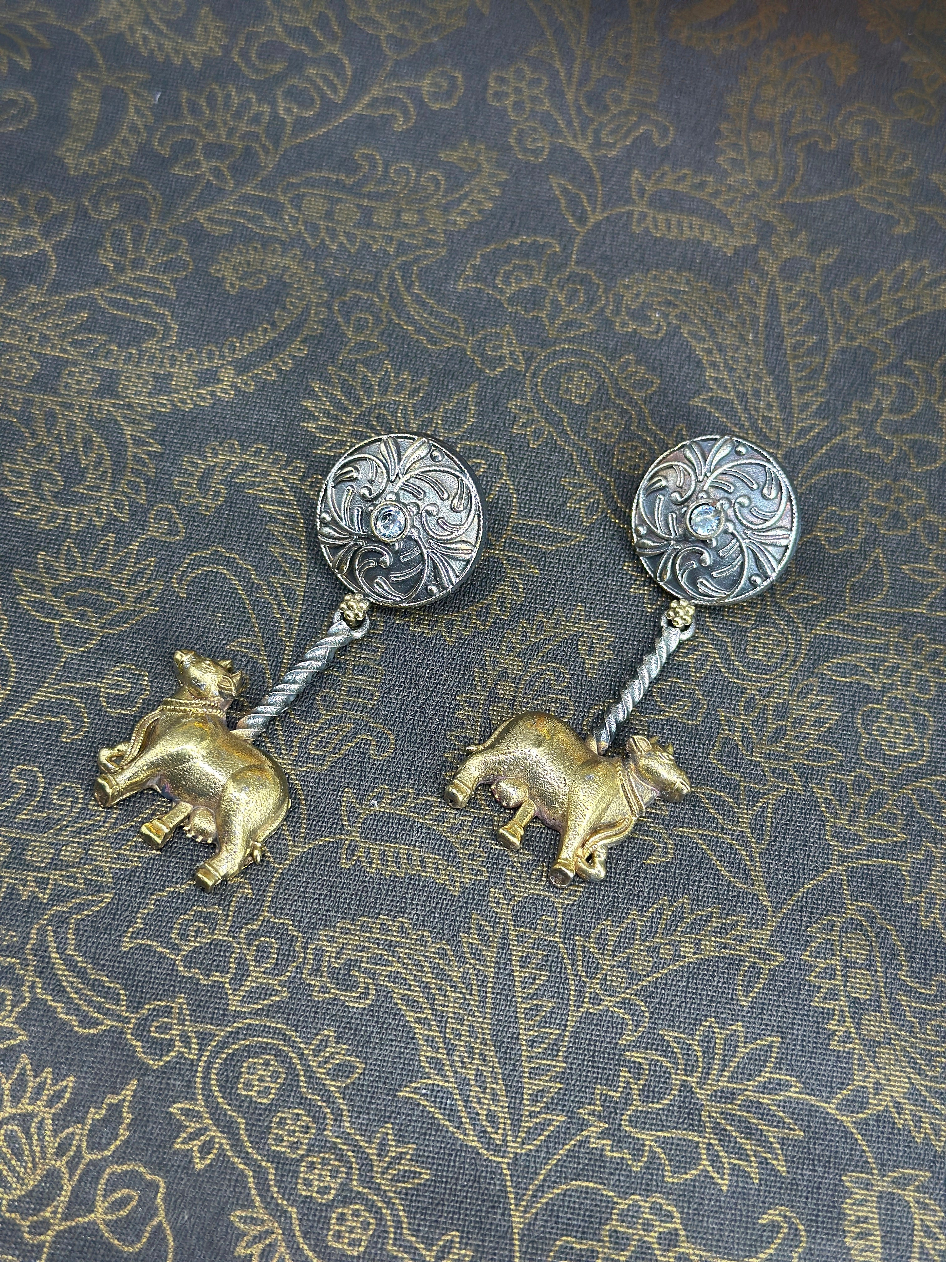 Nandini German Silver Oxidised Earring