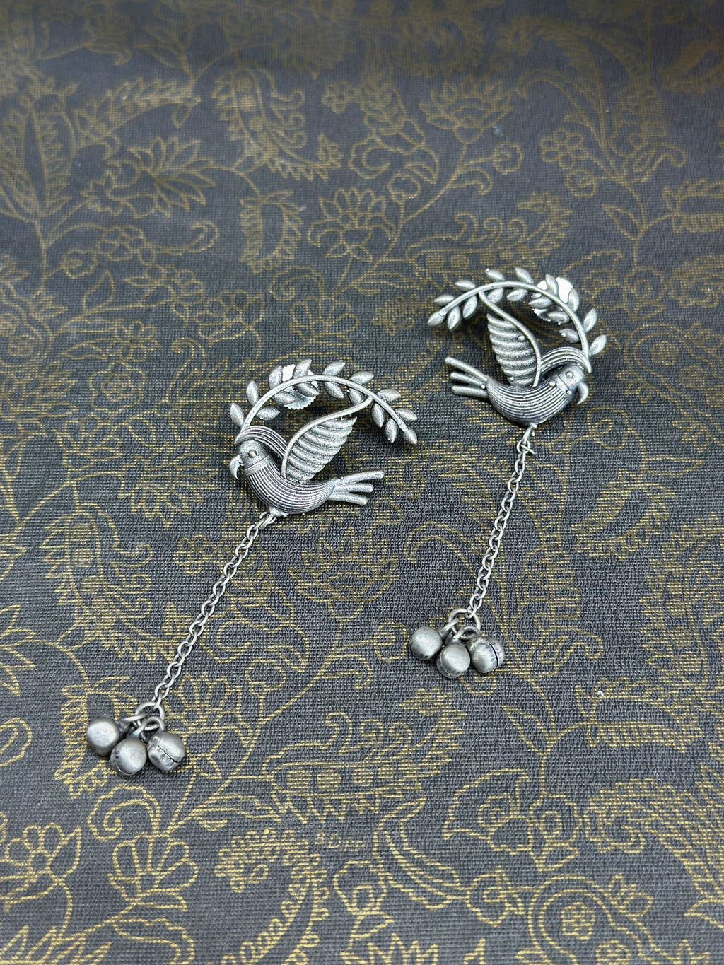 Panchi German Silver Oxidised Earring