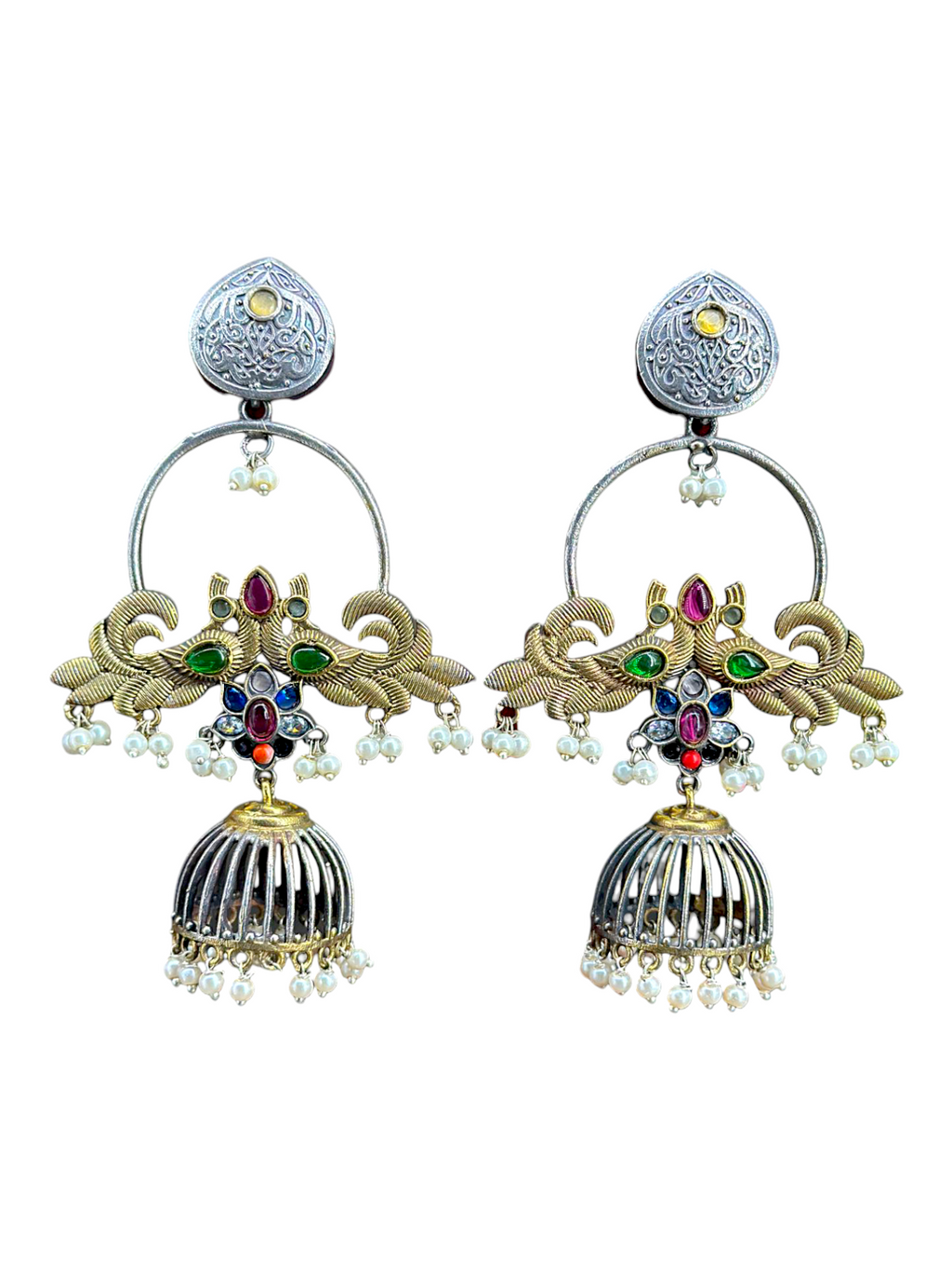 Prem Pakshi German Silver Oxidised Earring