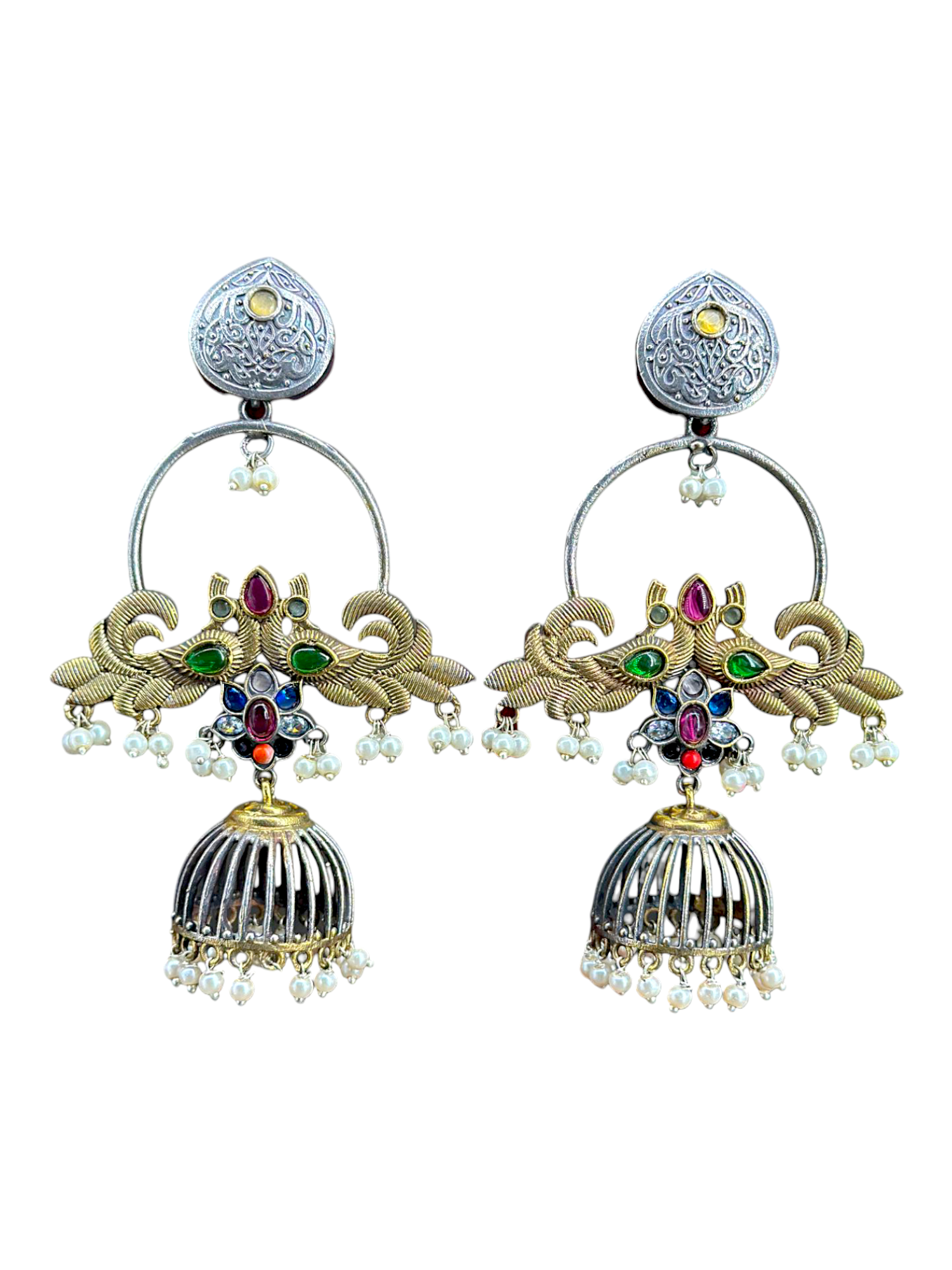 Prem Pakshi German Silver Oxidised Earring