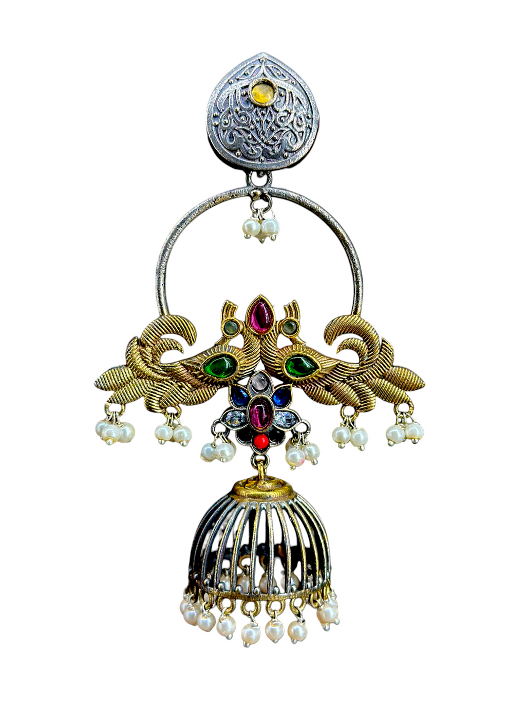 Prem Pakshi German Silver Oxidised Earring