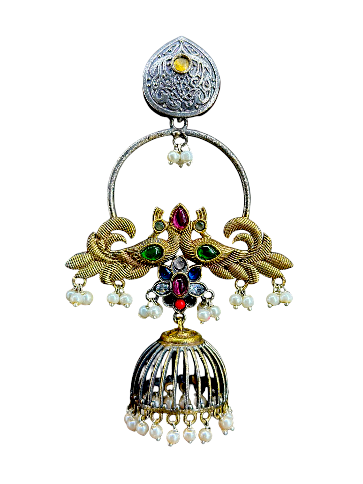 Prem Pakshi German Silver Oxidised Earring