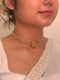 Pearl Cluster Choker with Crescent Pendant