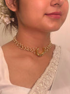 Pearl Cluster Choker with Crescent Pendant
