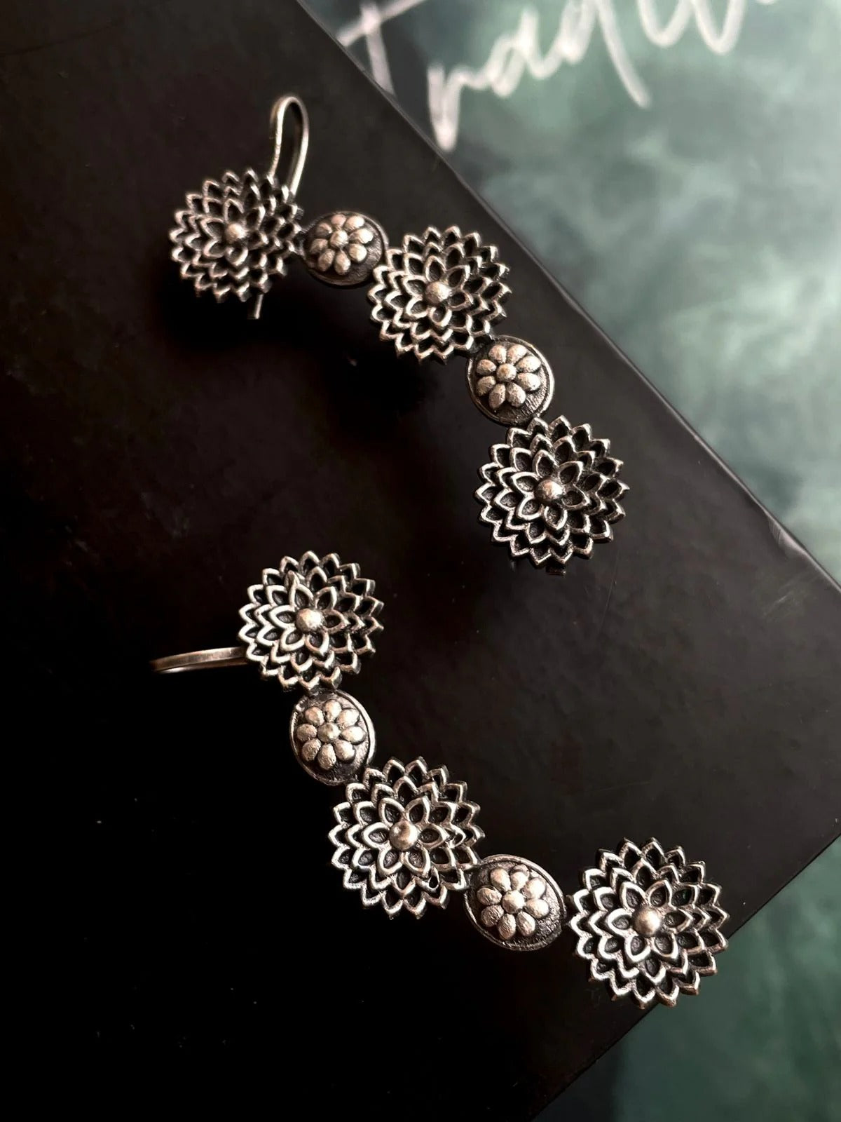 Sukrati German Silver Oxidised Earring