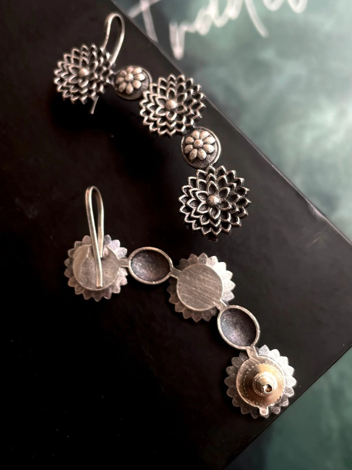 Sukrati German Silver Oxidised Earring