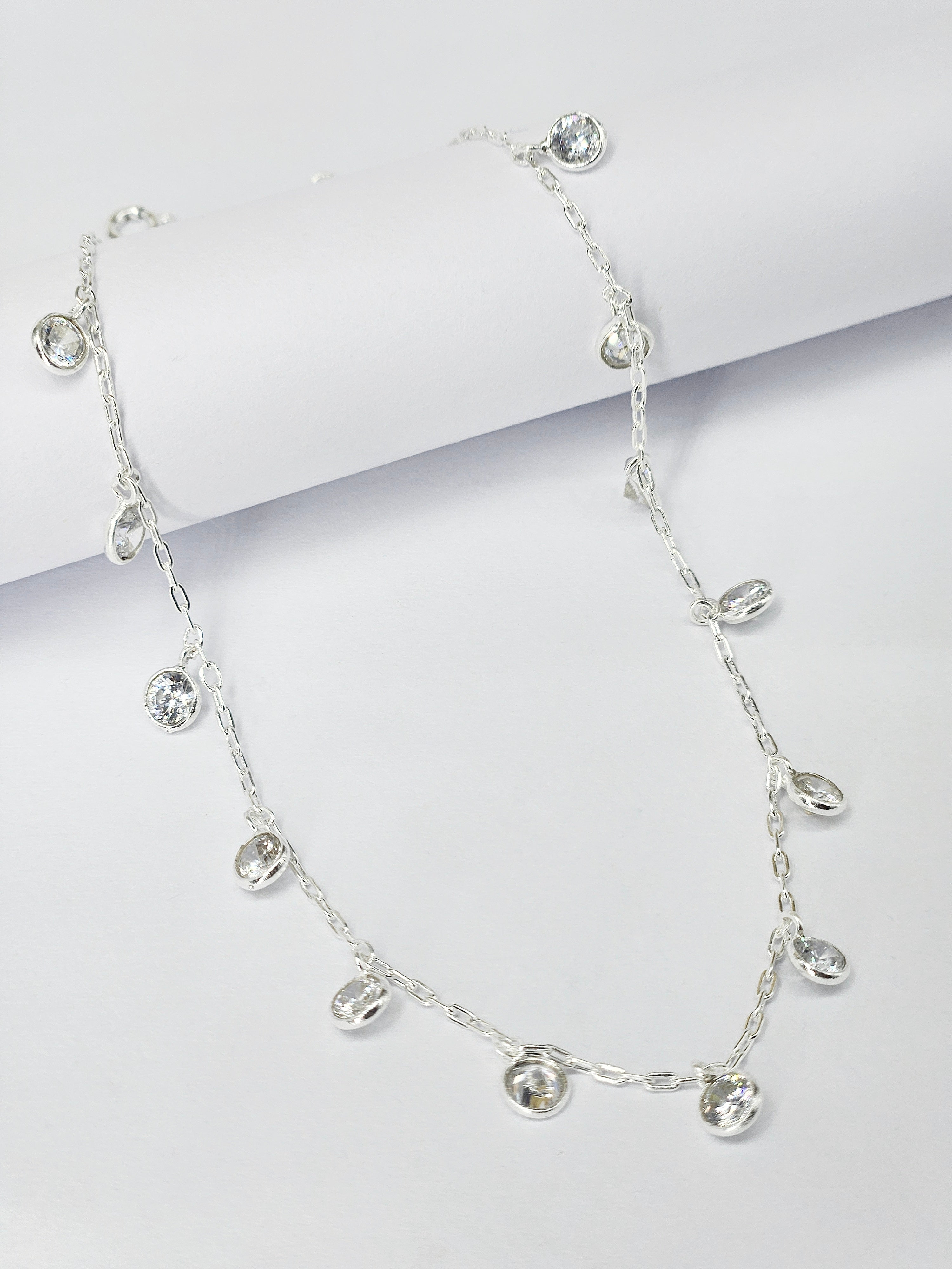 Round Drop 925 Sterling Silver Anklet for Women | Dainty Circle Charm Adjustable Silver Payal