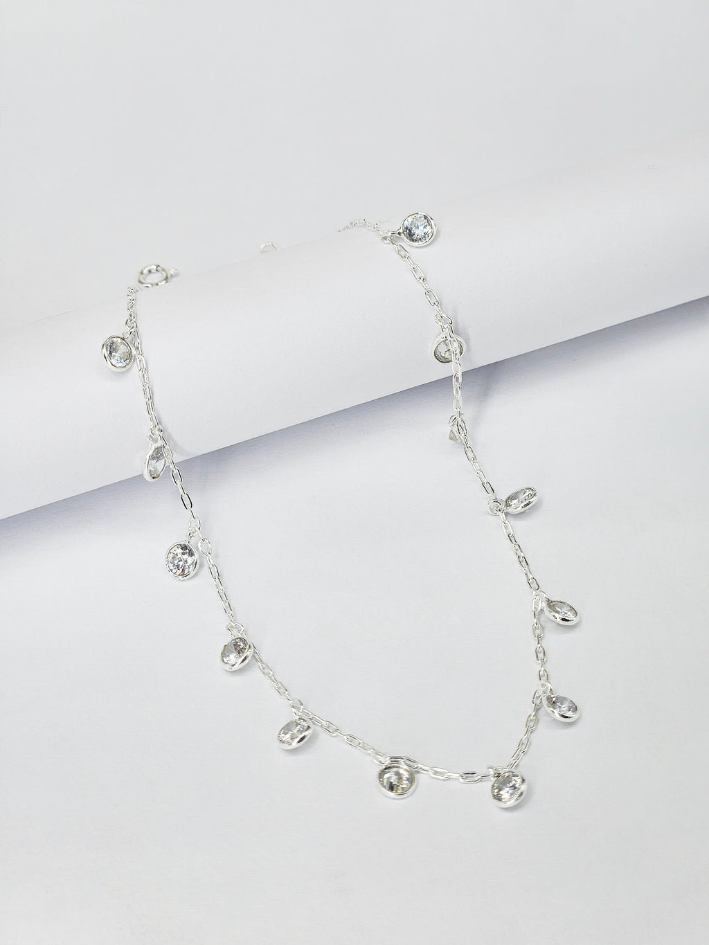 Round Drop 925 Sterling Silver Anklet for Women | Dainty Circle Charm Adjustable Silver Payal