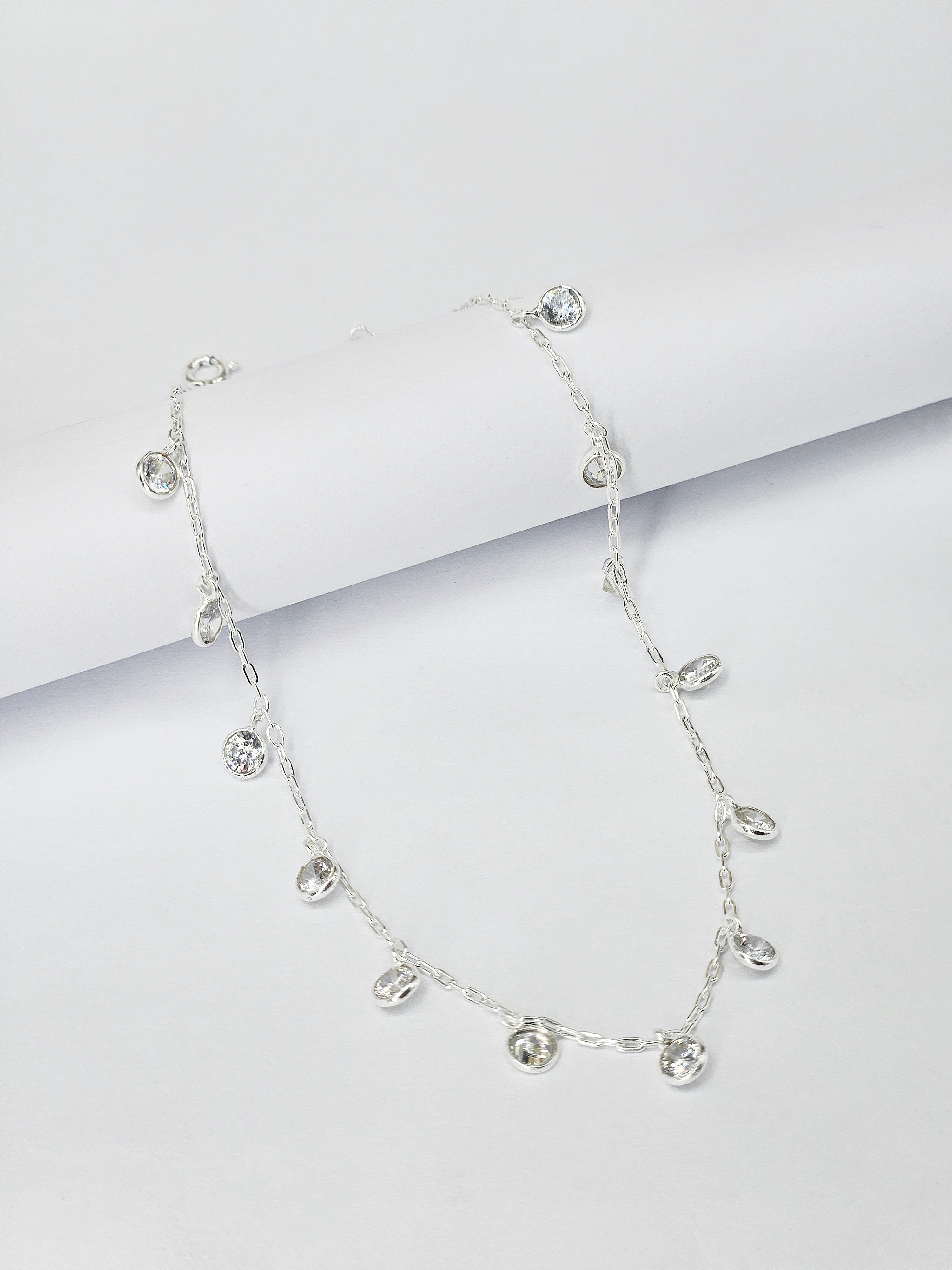 Round Drop 925 Sterling Silver Anklet for Women | Dainty Circle Charm Adjustable Silver Payal