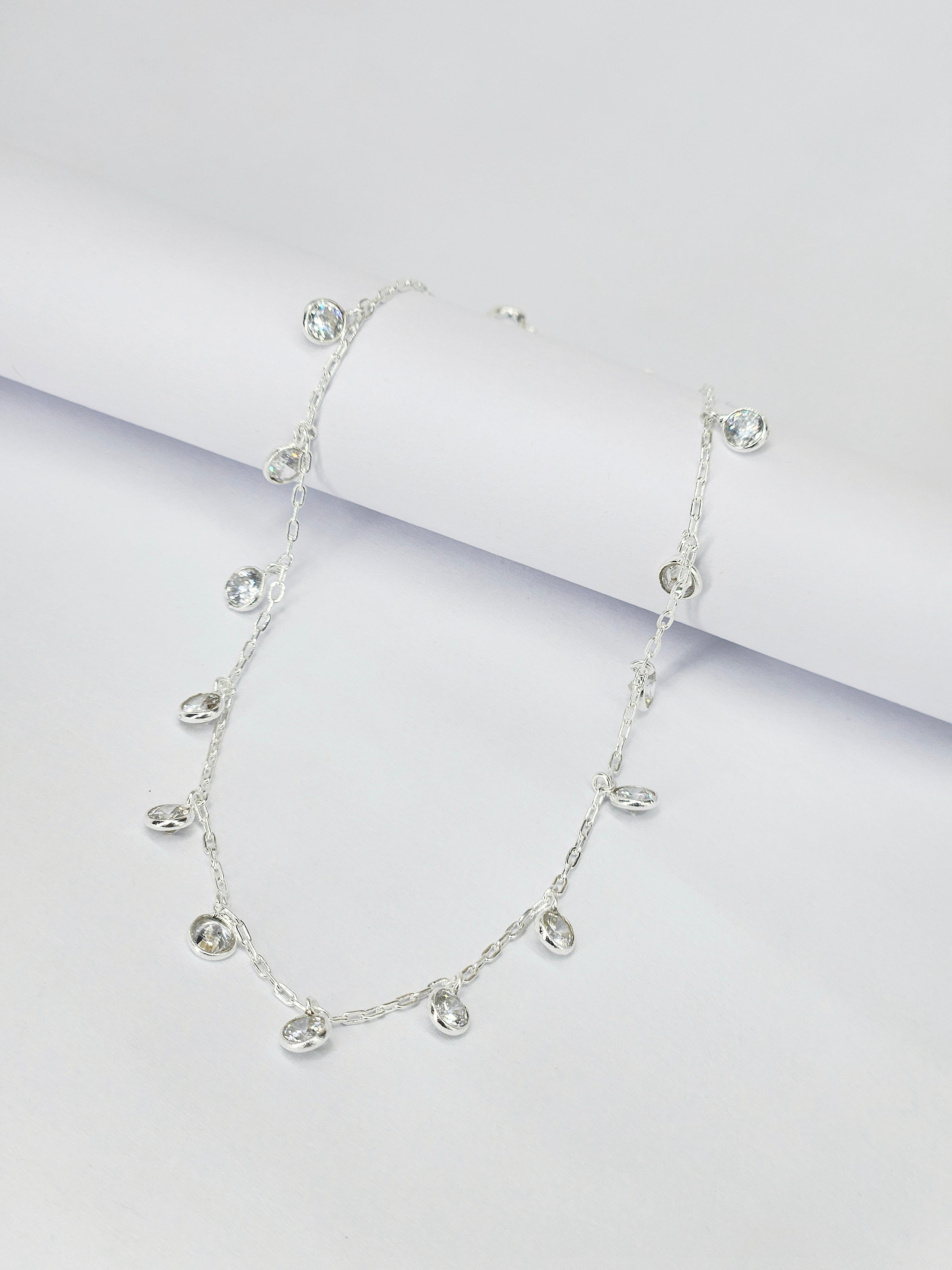 Round Drop 925 Sterling Silver Anklet for Women | Dainty Circle Charm Adjustable Silver Payal