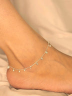 Round Drop 925 Sterling Silver Anklet for Women | Dainty Circle Charm Adjustable Silver Payal