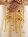 Royal Gold Bridal Kaleere with Kundan & Red Meenakari Detailing | Traditional Punjabi Wedding Kaleere